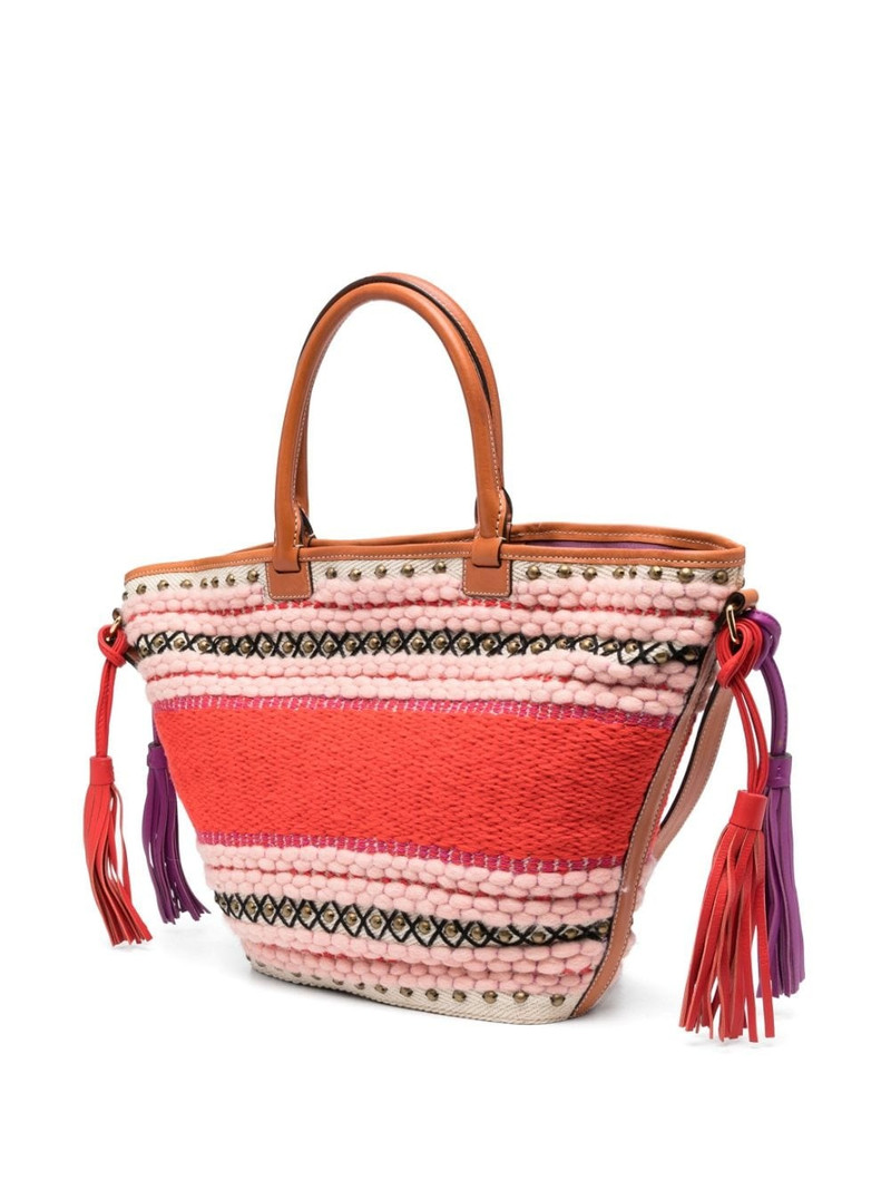 embroidered logo striped tote bag 3