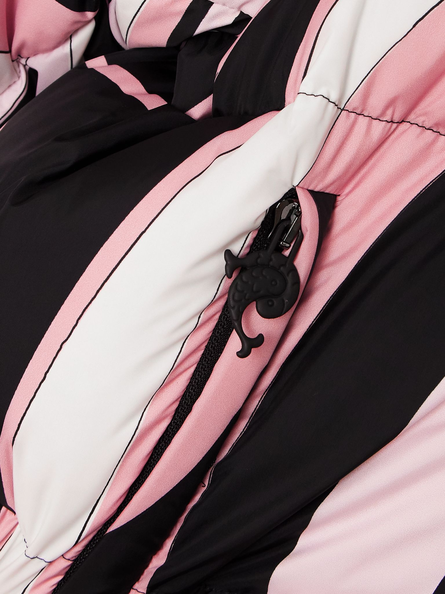 Printed quilted shell hooded down jacket Pink - 5