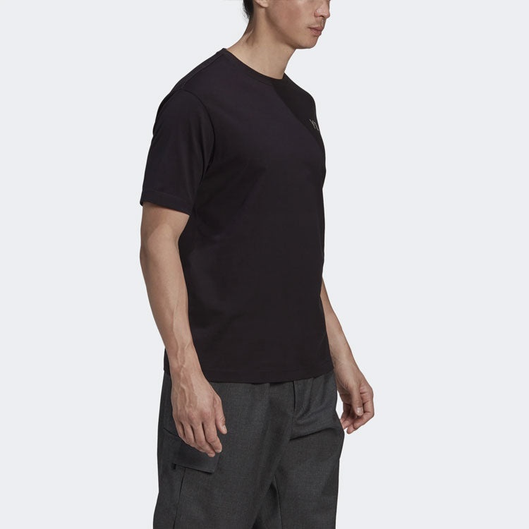 Men's Y-3 Small Logo Printing Round Neck Short Sleeve Black T-Shirt GK5780 - 6