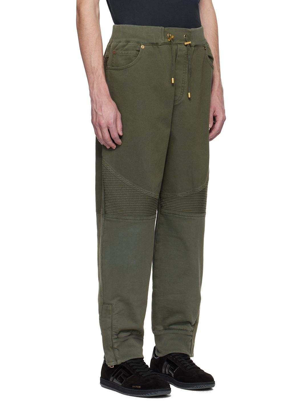 Khaki Loose-Fit Jersey & Denim Trousers - 2