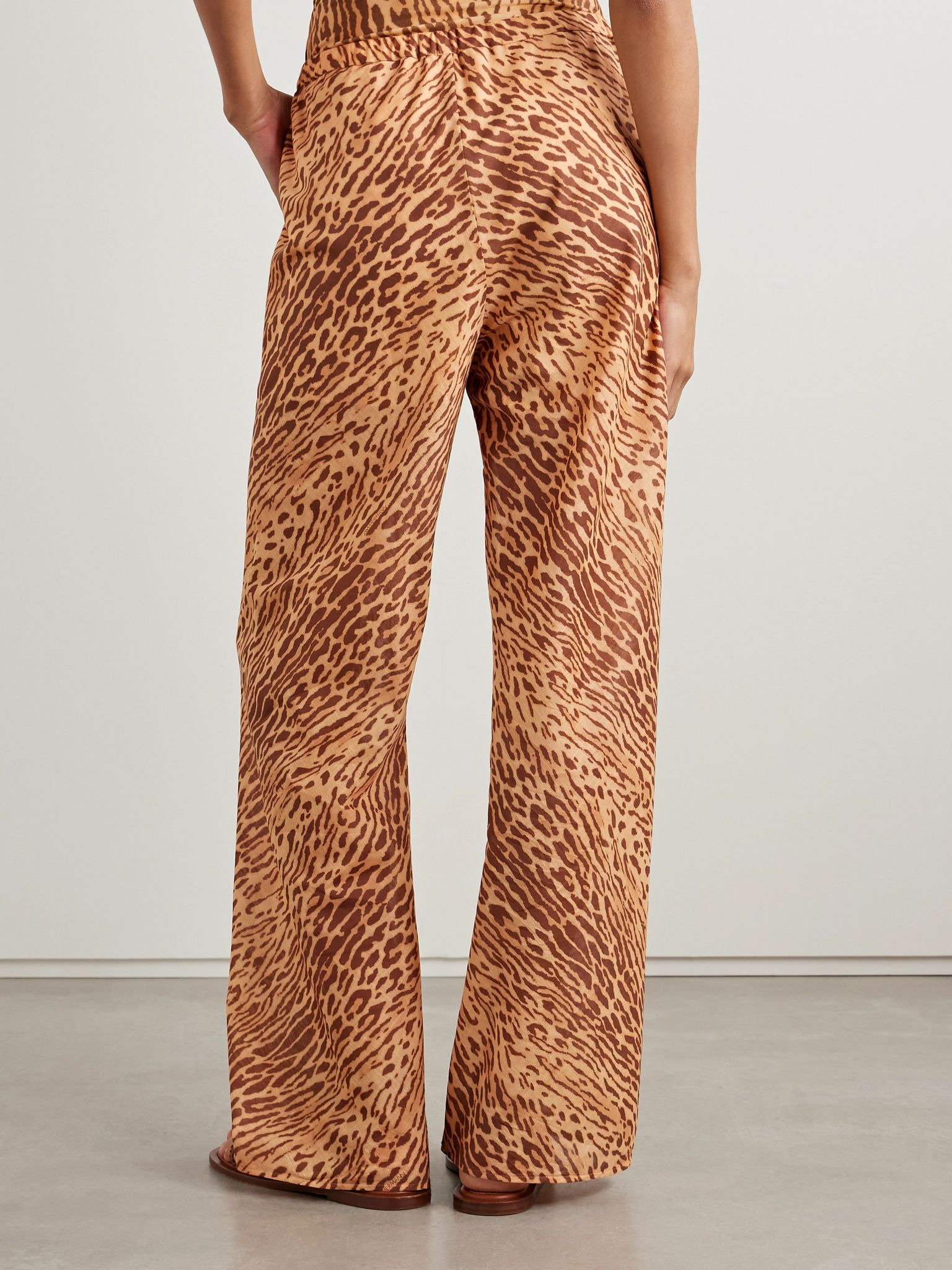 Cascadian leopard-print cotton-poplin flared pants Brown - 3