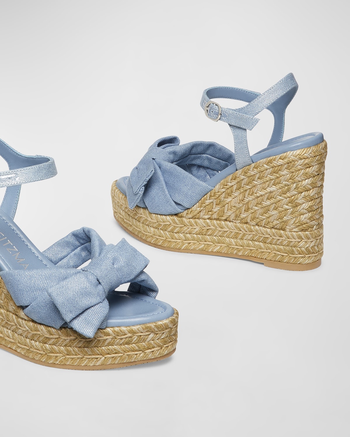 Sofia Denim Bow Wedge Espadrille Sandals - 5