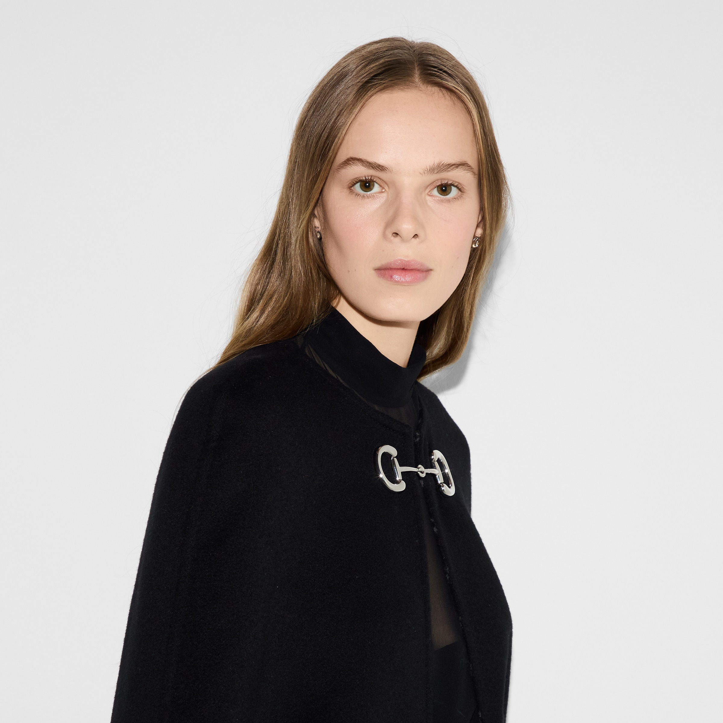 Wool and silk Horsebit cape - 5