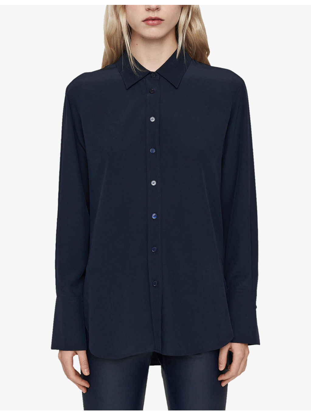 Relaxed-fit curved-hem silk shirt - 3