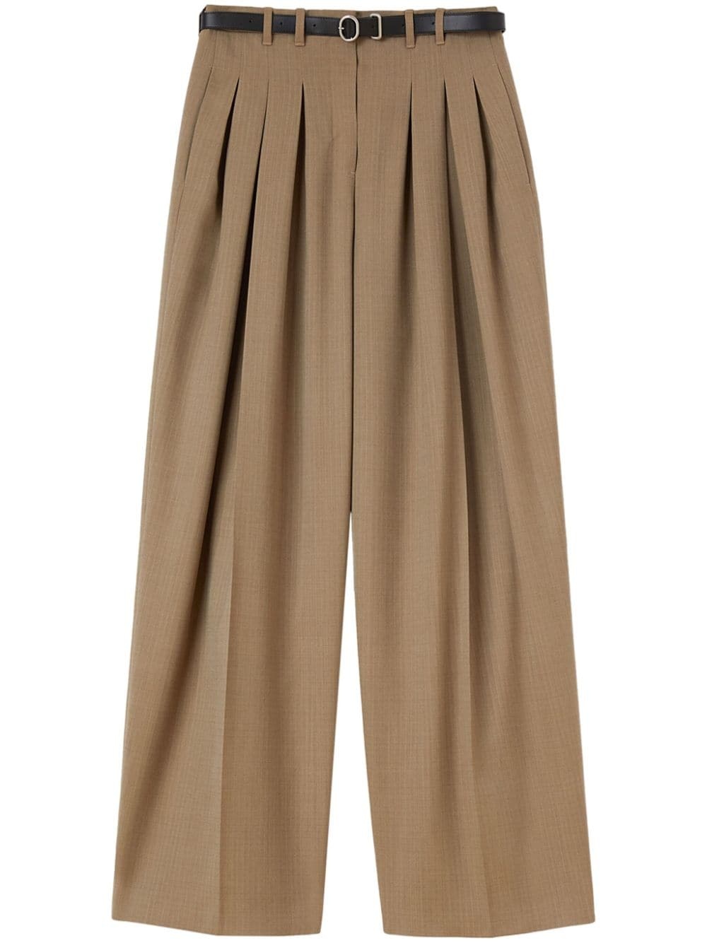 belted wool palazzo pants - 1