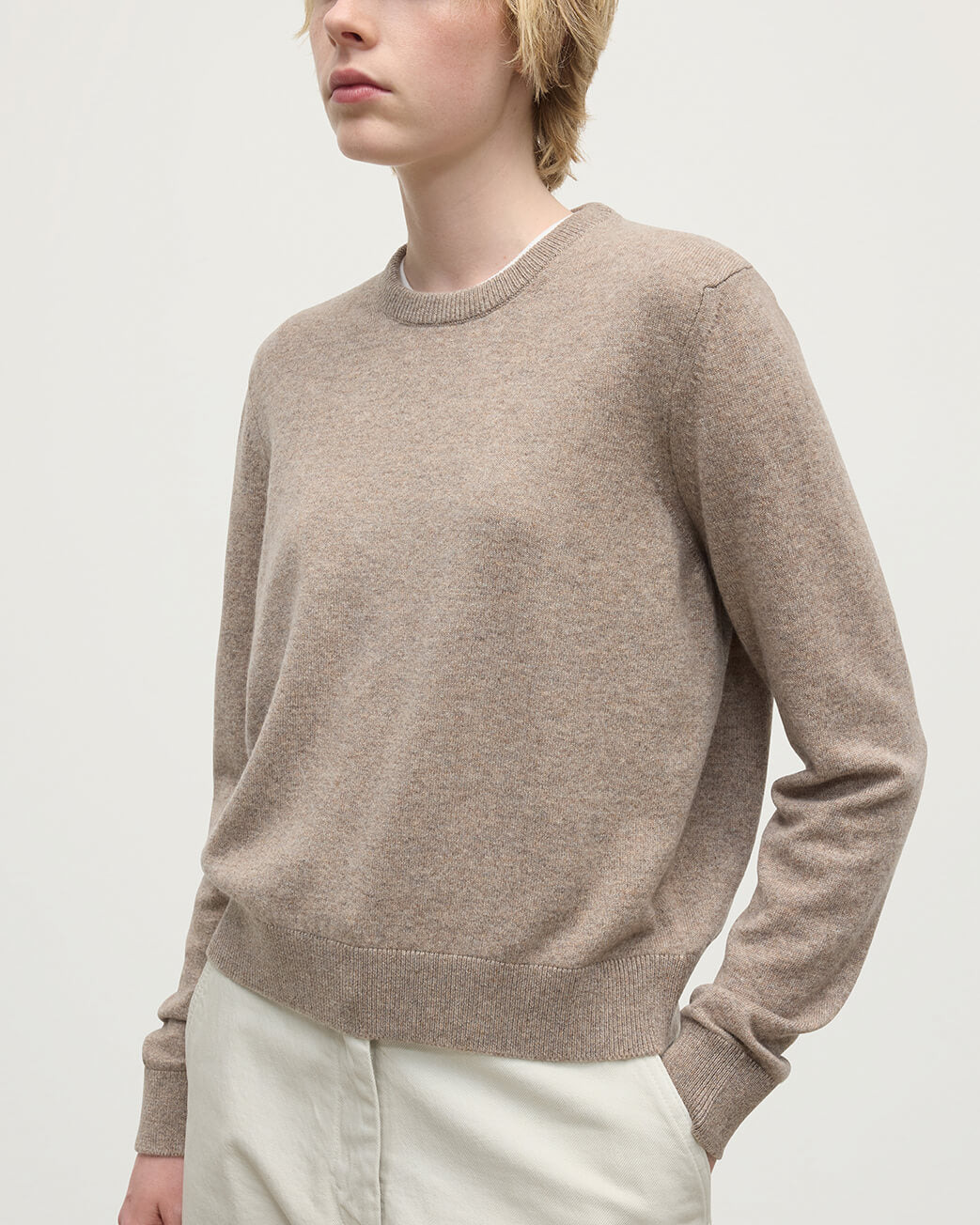 Classic Cashmere Brown Round Neck Jumper - 5