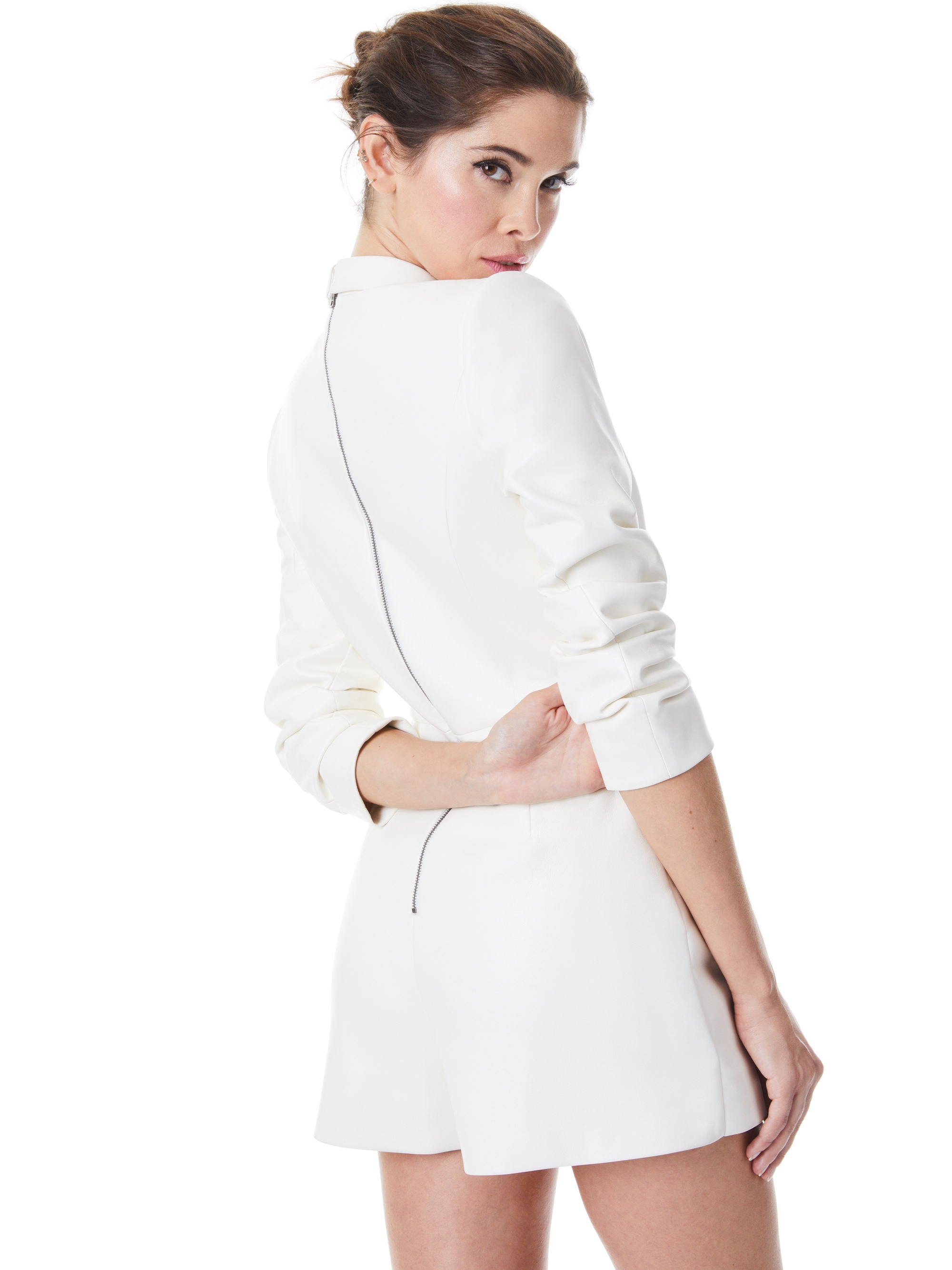 KYRIE VEGAN LEATHER TUXEDO SKORT ROMPER - 3