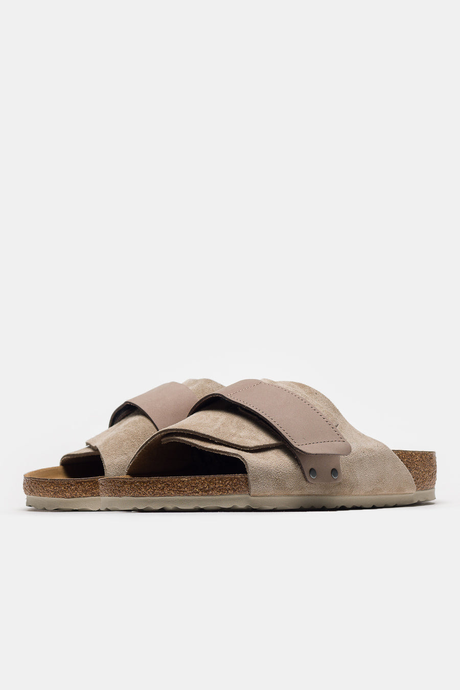Kyoto Nubuck/Suede Leather Slides in Taupe - 2
