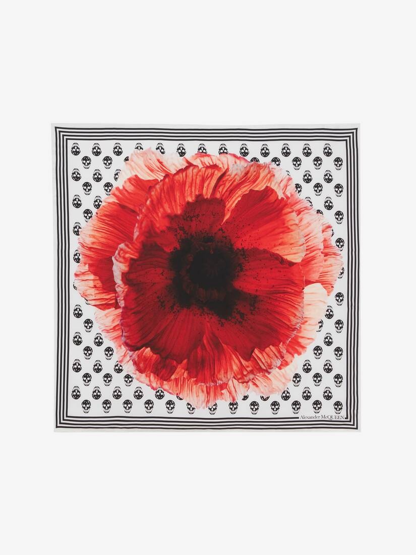 Paper Bloom Biker Skull Scarf in Ivory/red - 1