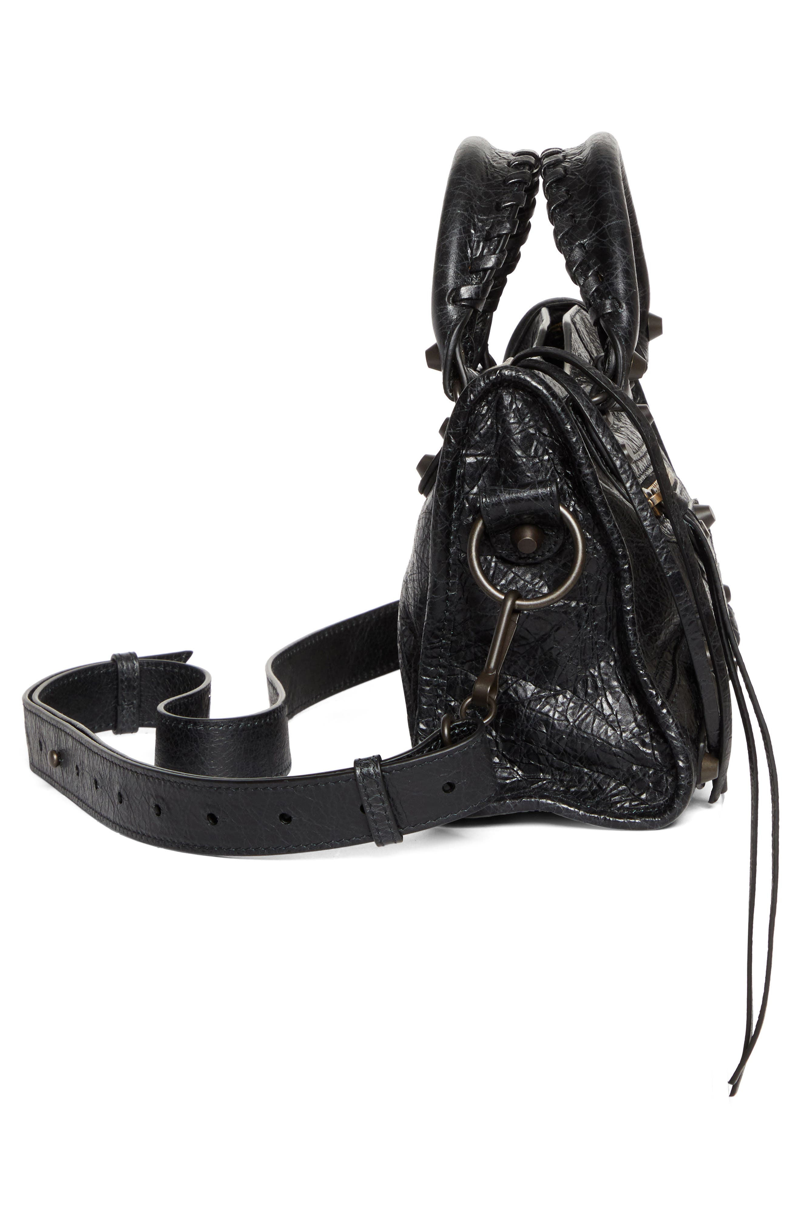 Balenciaga Mini Le City Crinkle Leather Top Handle Bag in 1000 Black at Nordstrom - 5