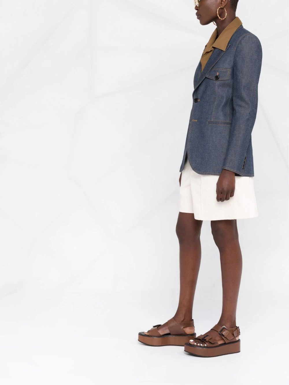 single-breasted denim blazer - 6