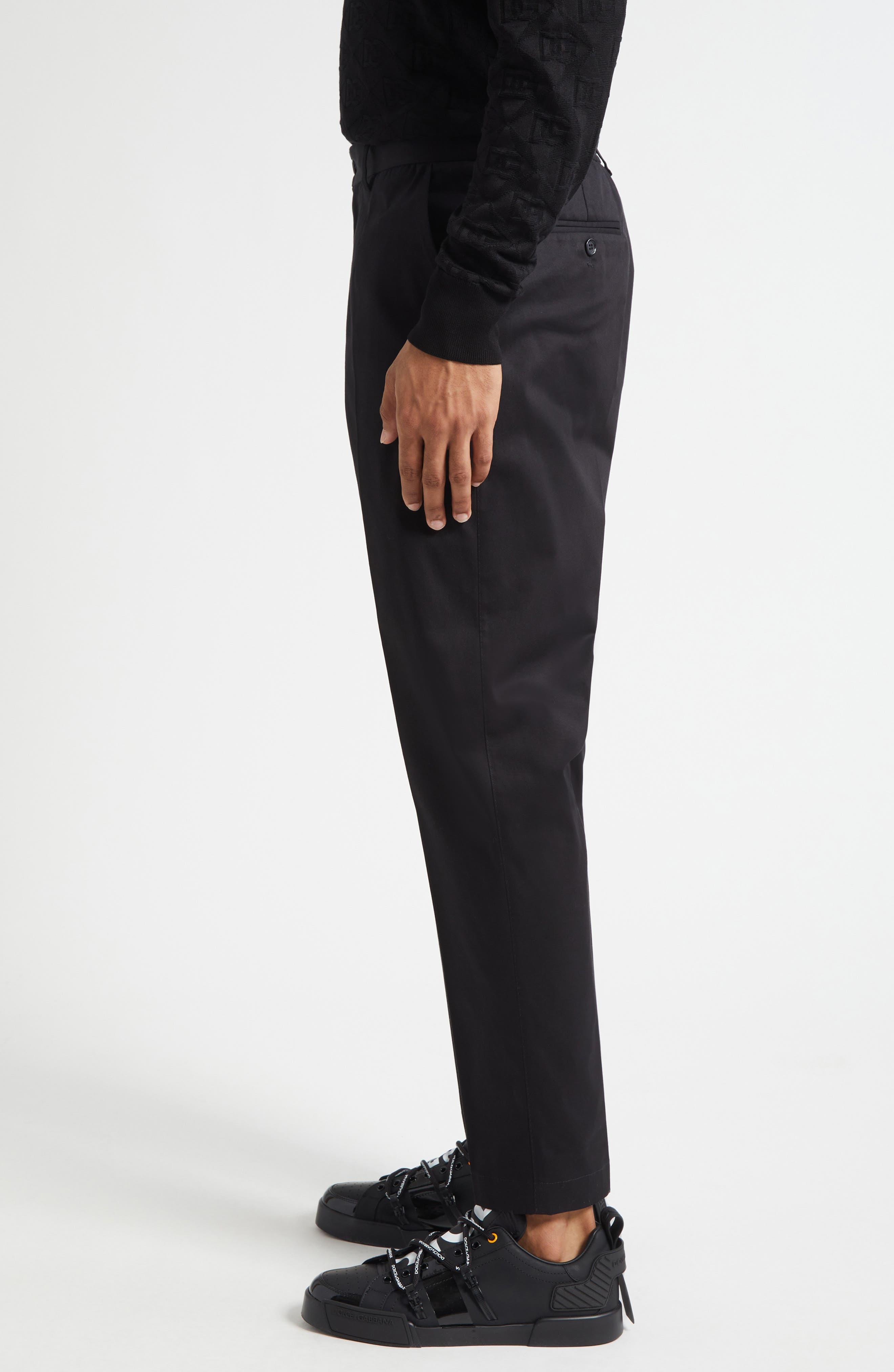 Dolce&Gabbana Cotton Stretch Gabardine Trousers in N0000 Nero at Nordstrom - 4