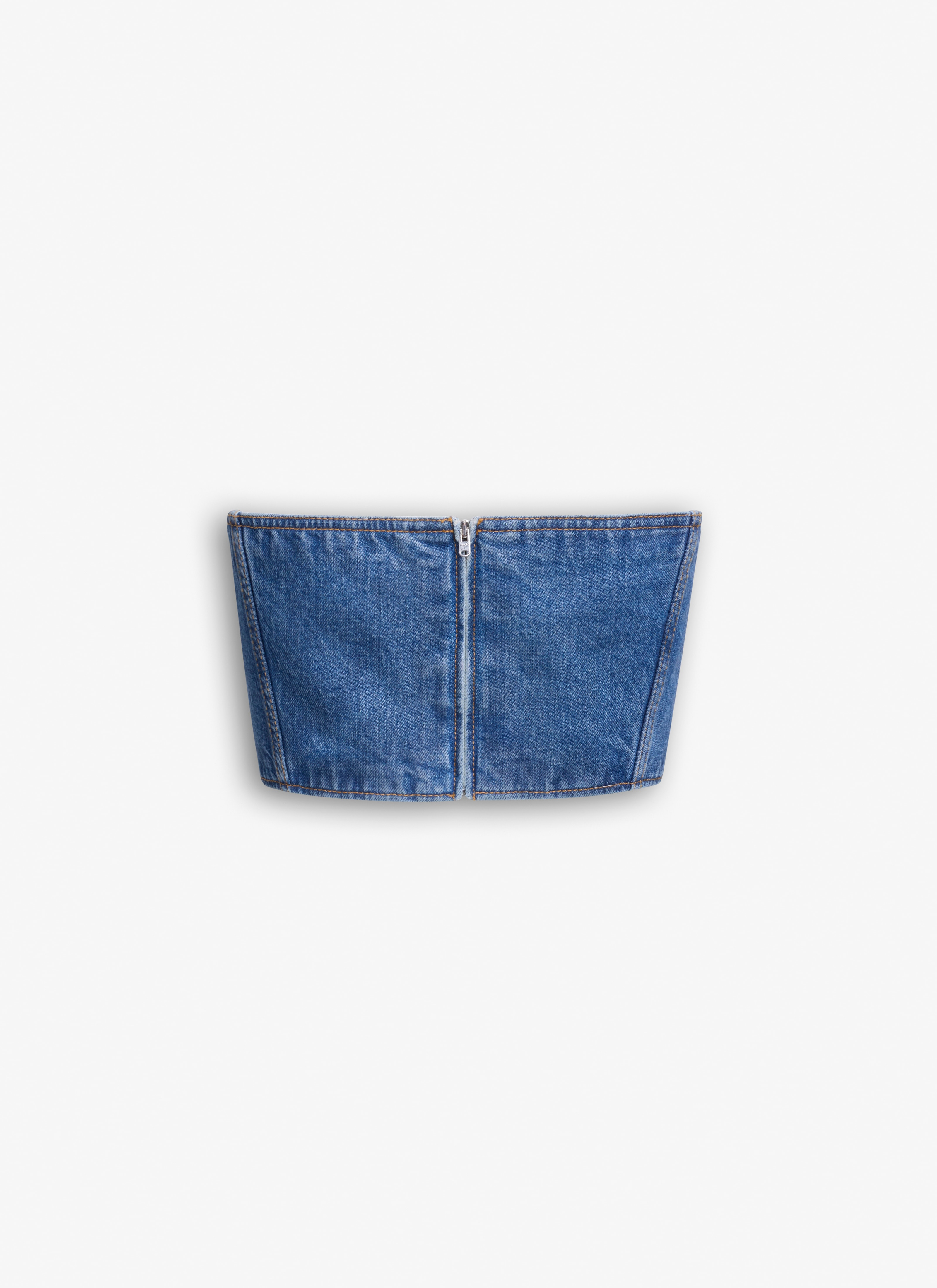 DENIM BUSTIER TOP - 4
