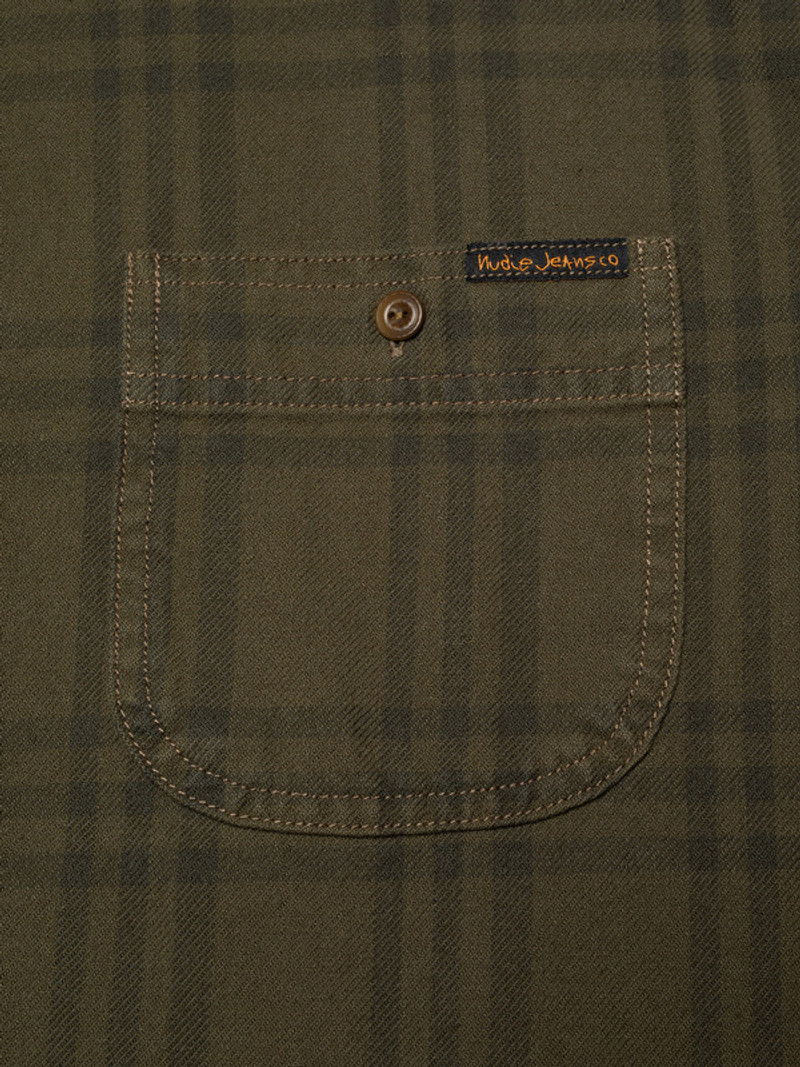 Julian Worker Plaid Check Shirt Olive 6