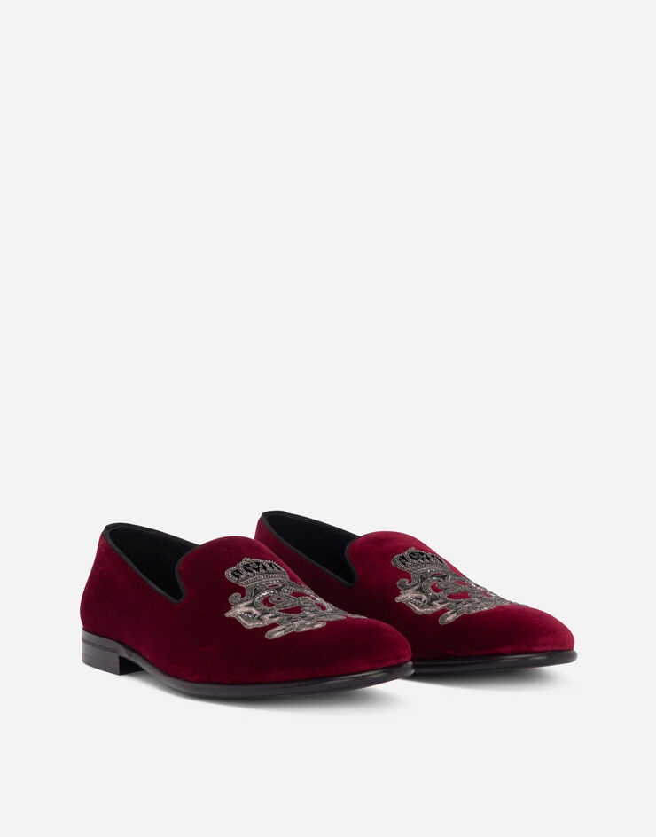 Velvet slippers with coat of arms embroidery - 2