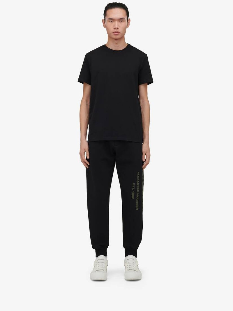 Alexander McQueen Men's McQueen Graffiti Joggers in Black/khaki outlook