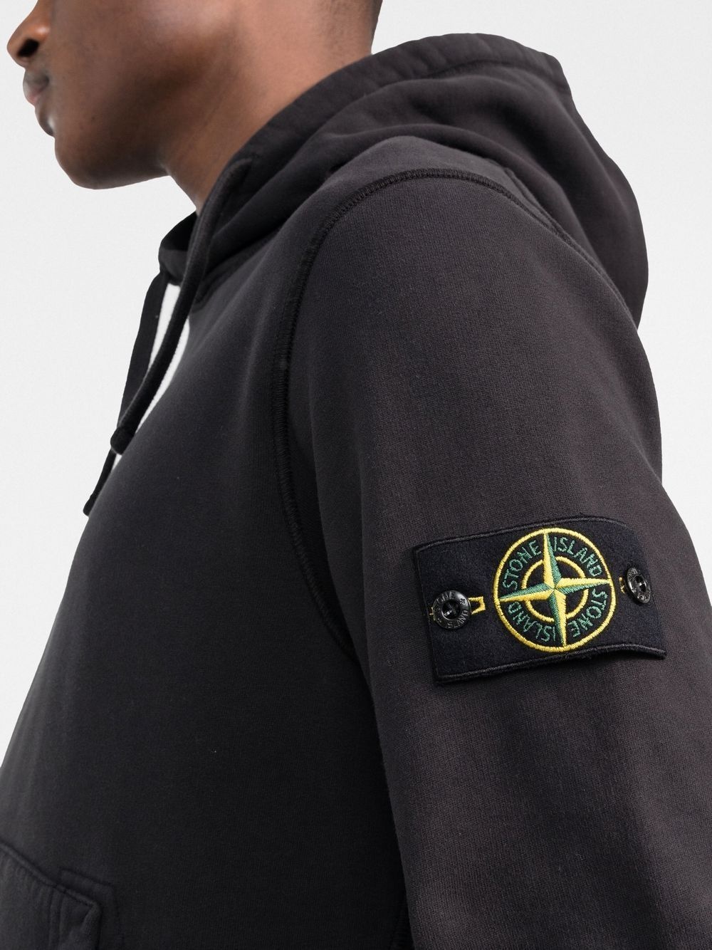 Compass-patch cotton hoodie - 5