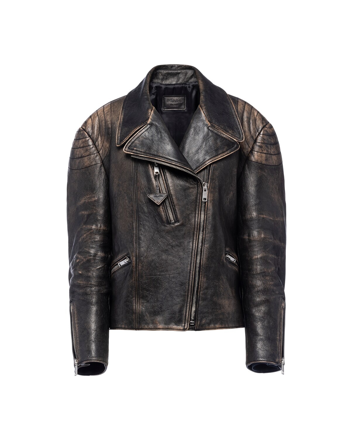 Leather biker jacket - 1