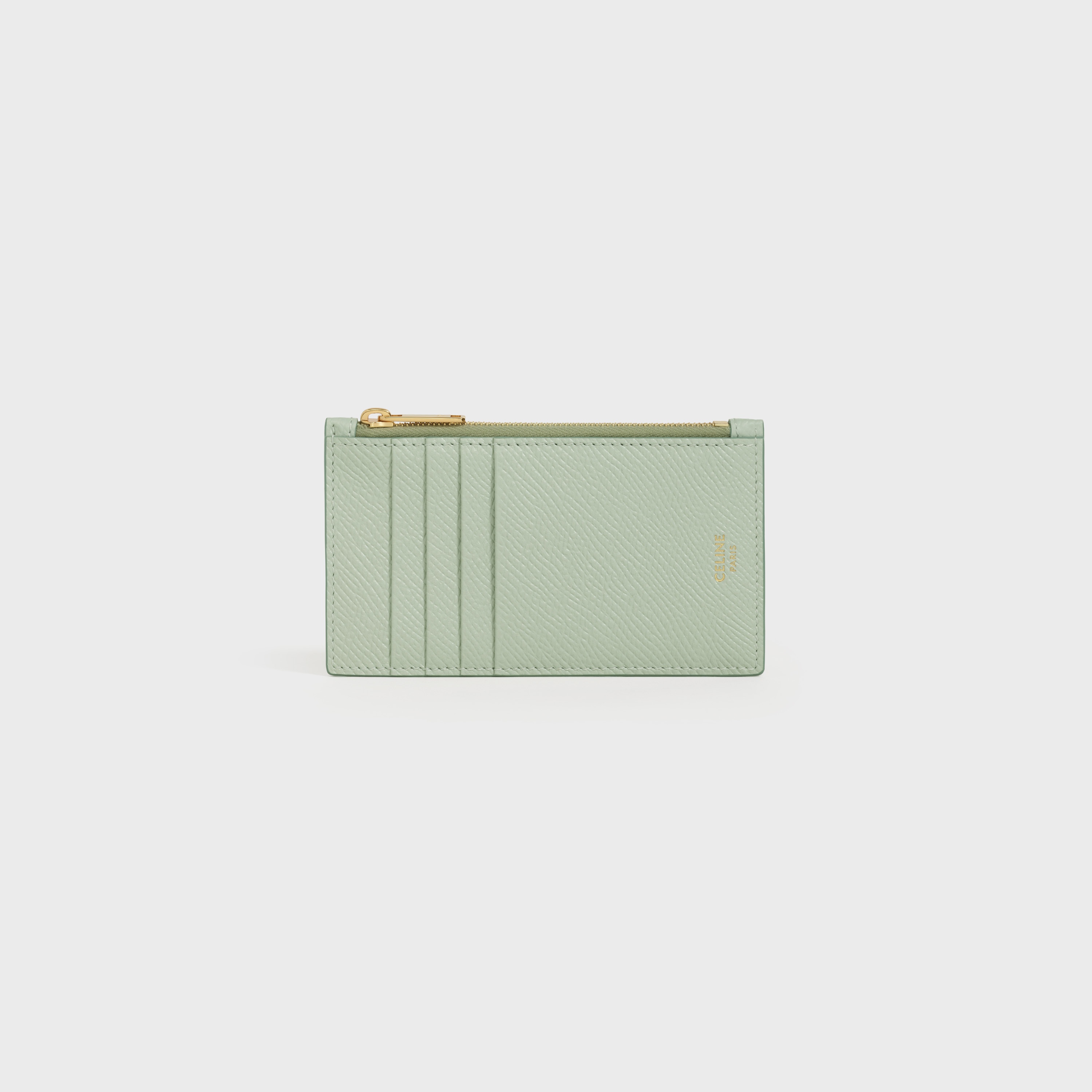 ZIPPED COMPACT CARD HOLDER IN GRAINED CALFSKIN - 1