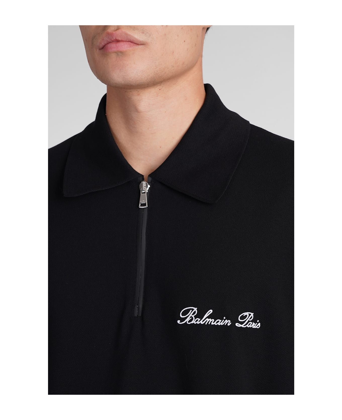 'signature' Black Cotton Polo Shirt - 5