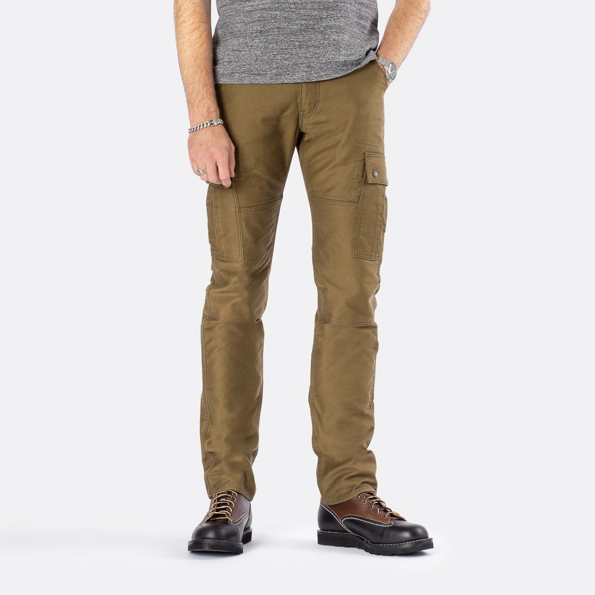 Iron Heart IHDR-502-OLV 11oz Cotton Whipcord Cargo Pants - Olive