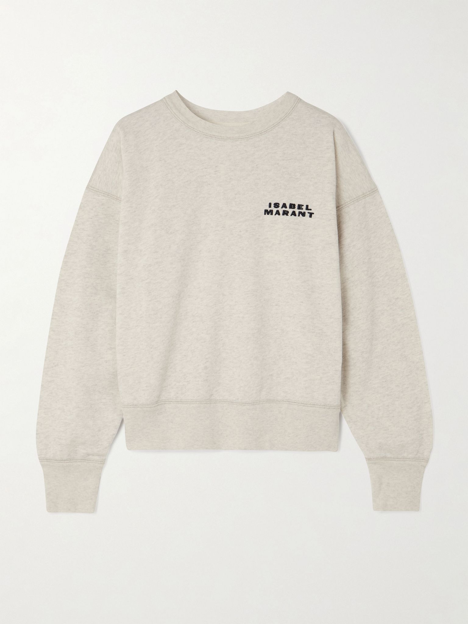Shad embroidered organic cotton-blend jersey sweatshirt Ecru - 1