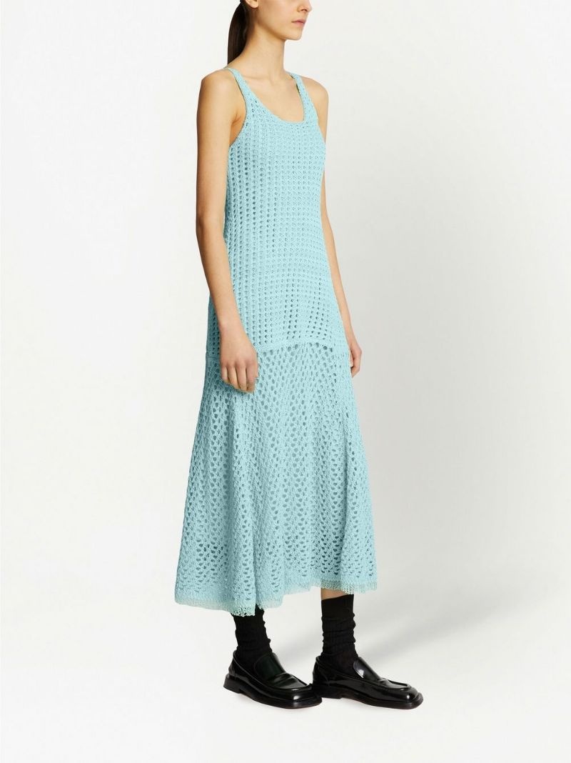 open boucle-knit midi dress - 3