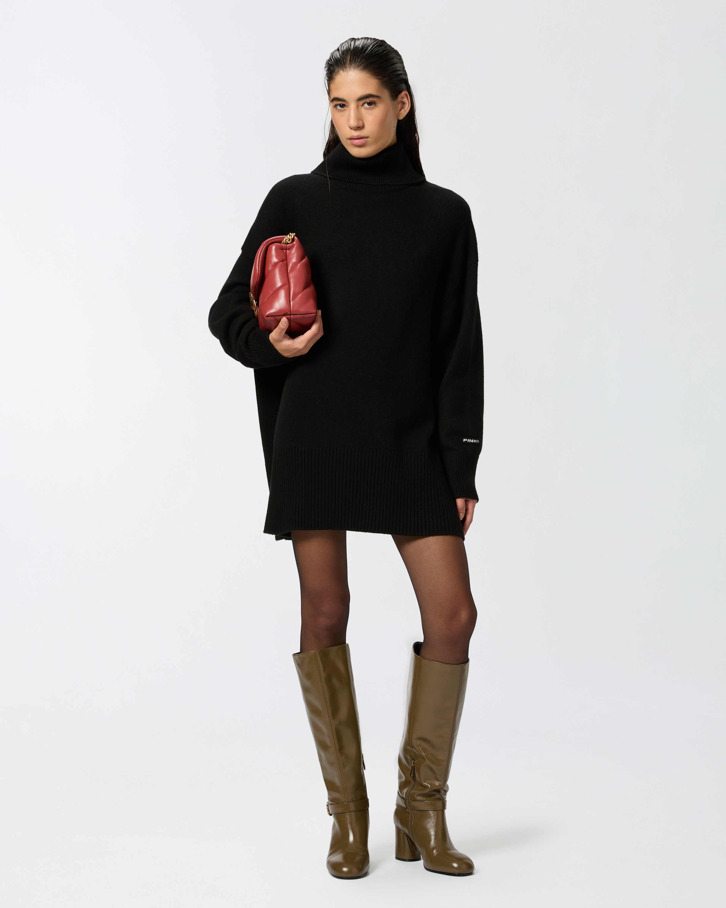 WOOL MINI DRESS WITH HIGH NECK - 3