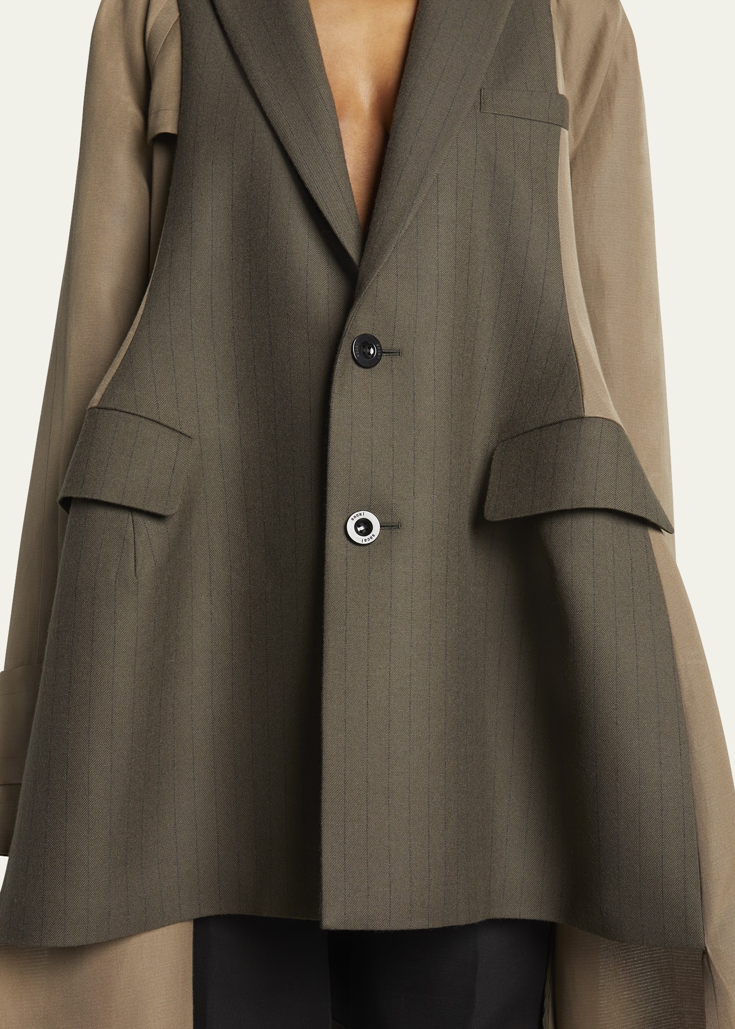 Layered Blazer High-Low Trench Jacket - 5