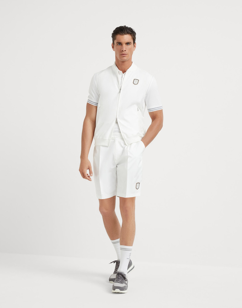 Nylon pleated Bermuda shorts with tabbed waistband and tennis badge 4