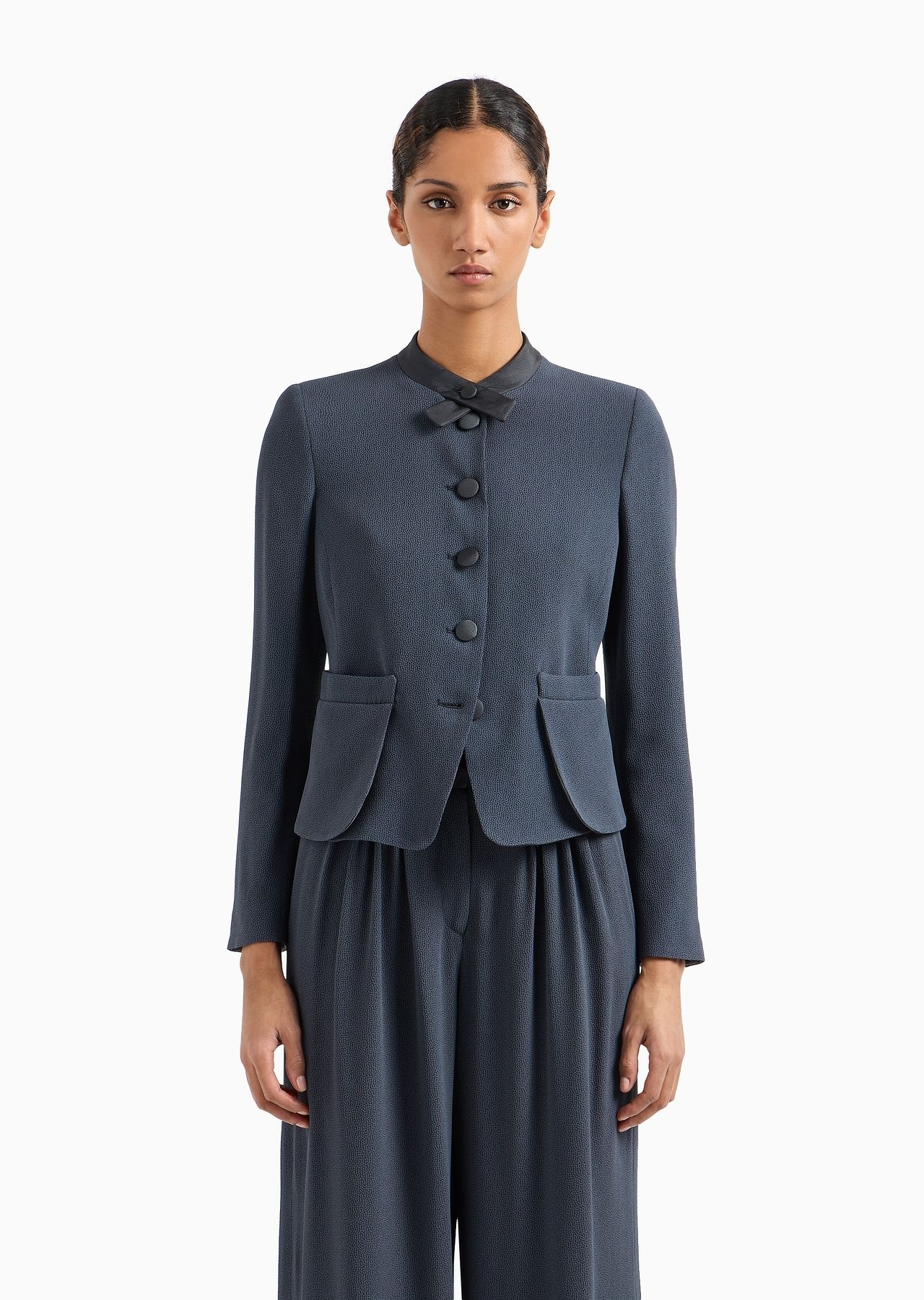 Faux-galuchat fabric jacket with martingale - 2