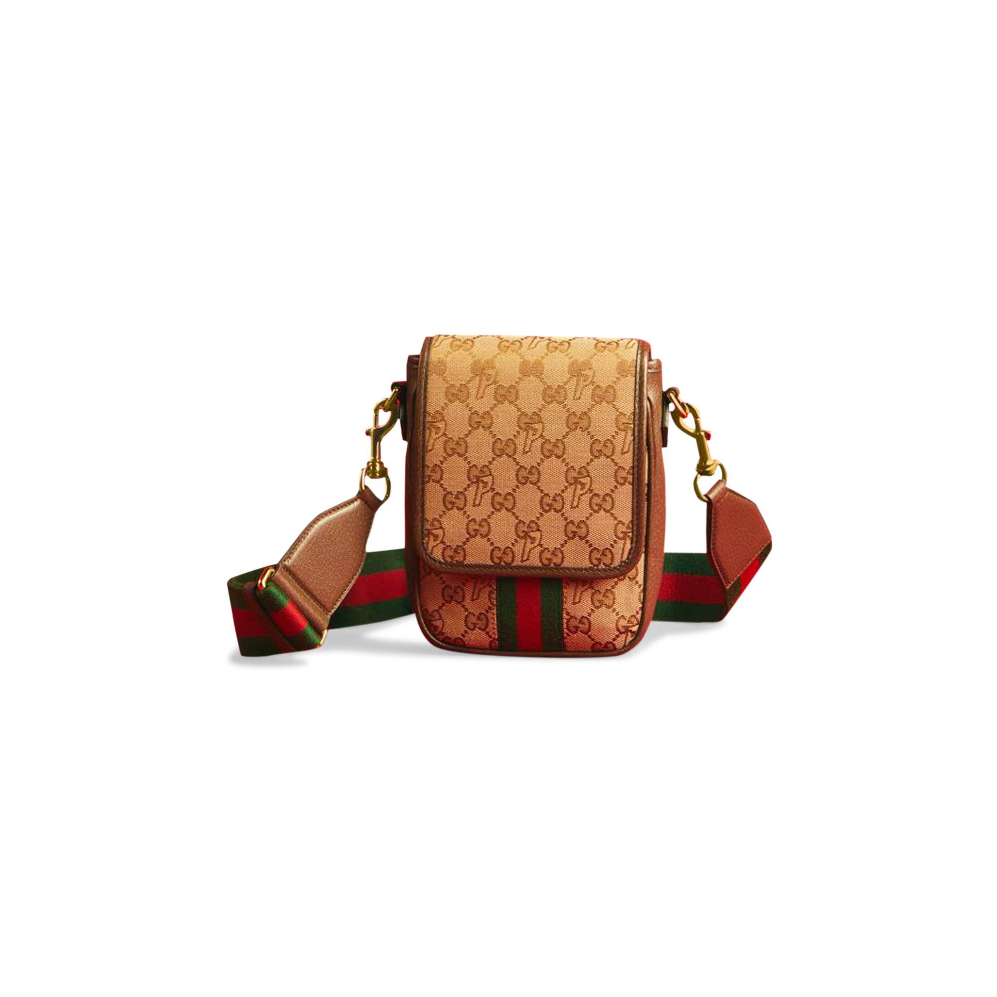 Gucci x Palace GG-P Canvas Messenger Bag With Web Shoulder Strap 'Beige' - 1
