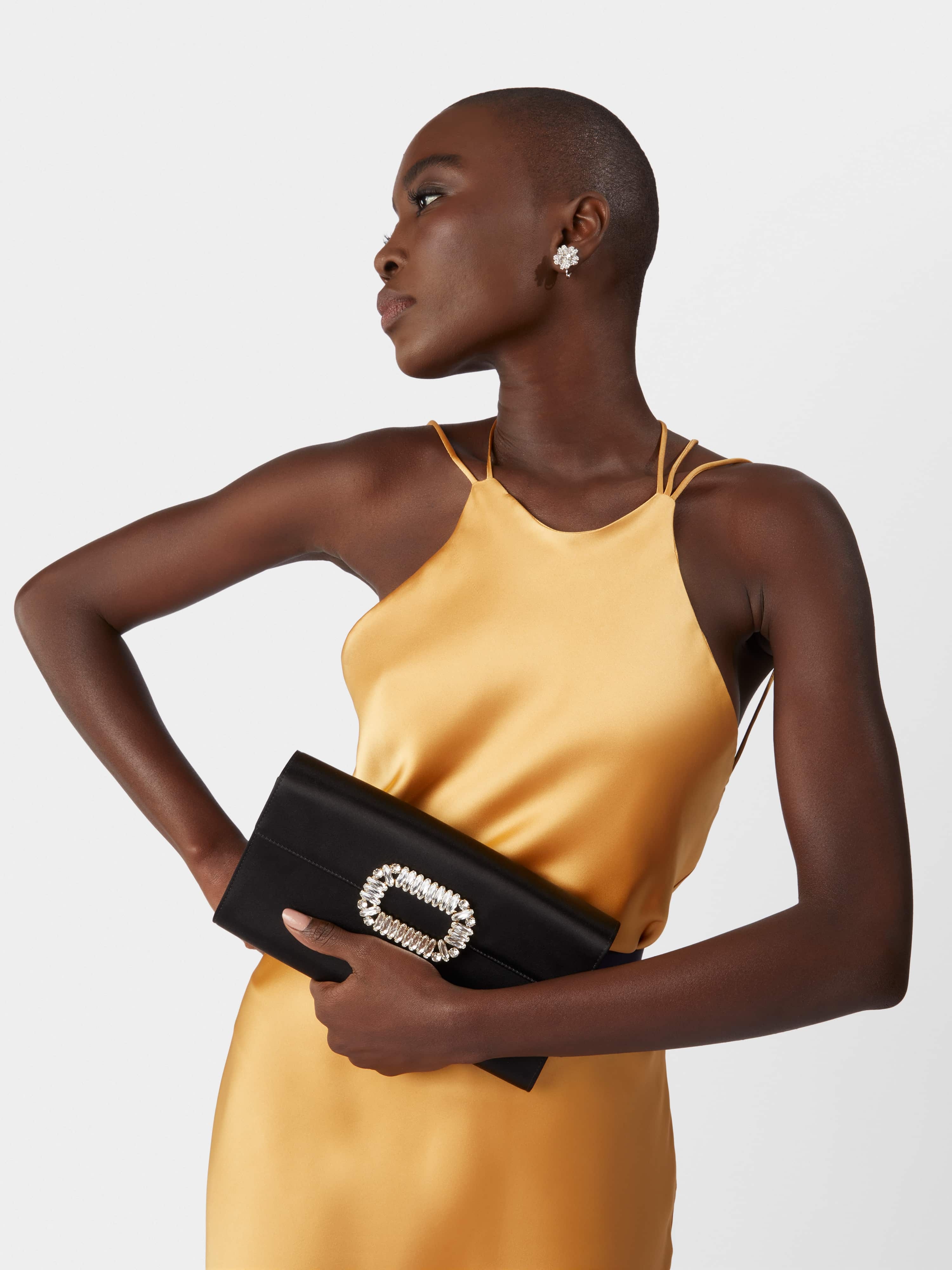 Sexy Choc Buckle Clutch in Satin - 8