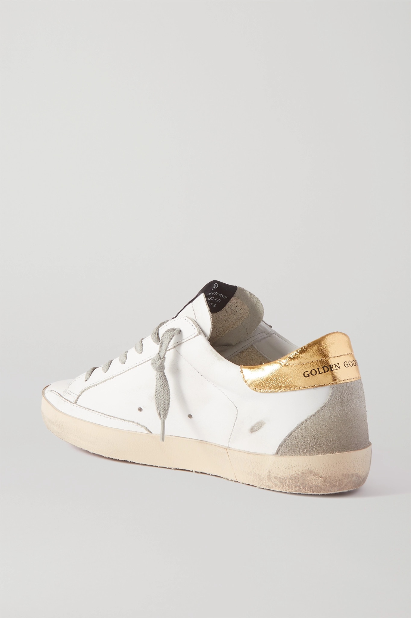 Superstar faux pearl-embellished distressed leather sneakers - 3