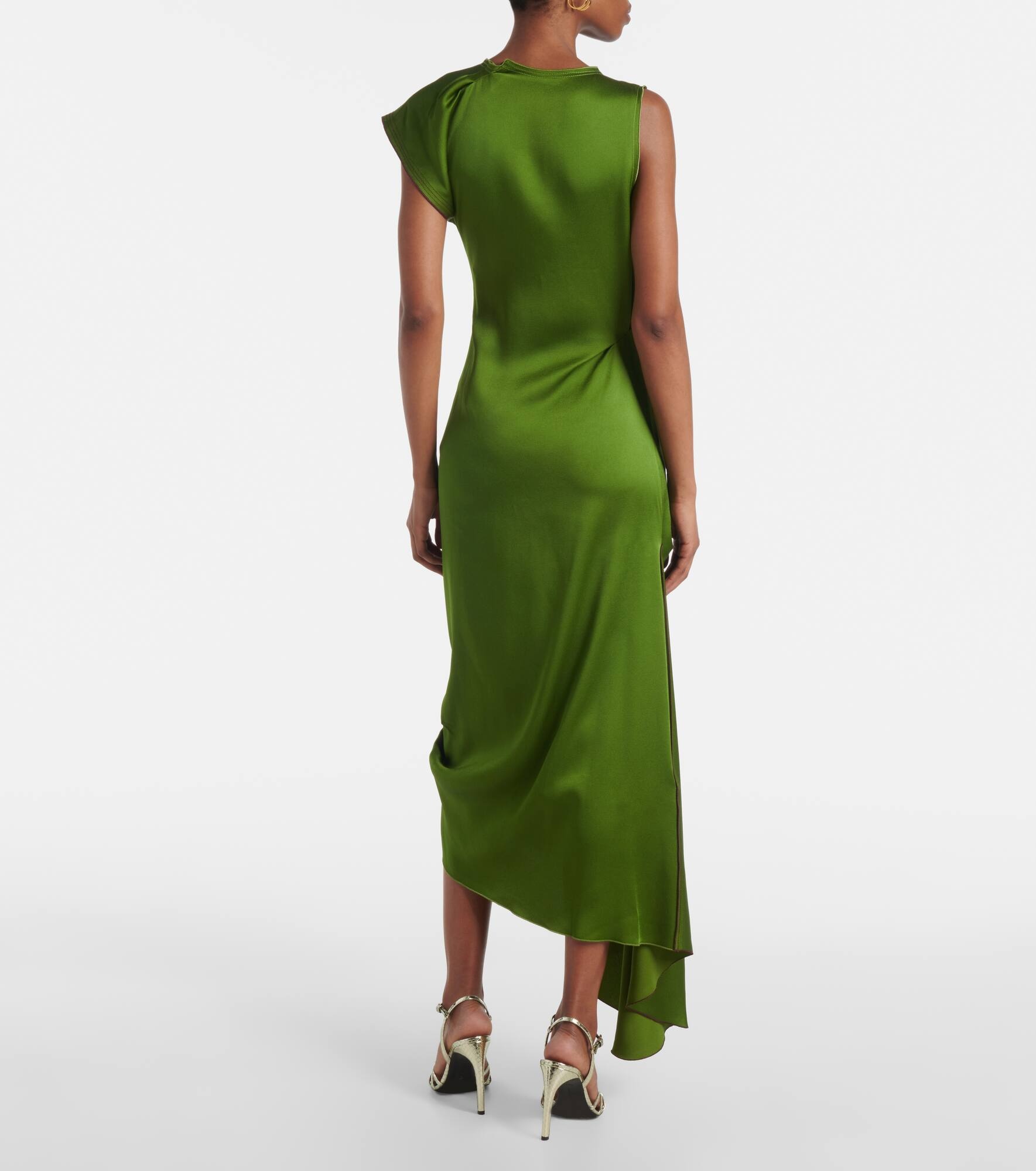 Asymmetric satin midi dress - 3
