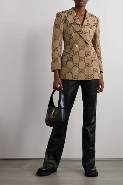 GUCCI Double-breasted cotton-blend canvas-jacquard blazer outlook