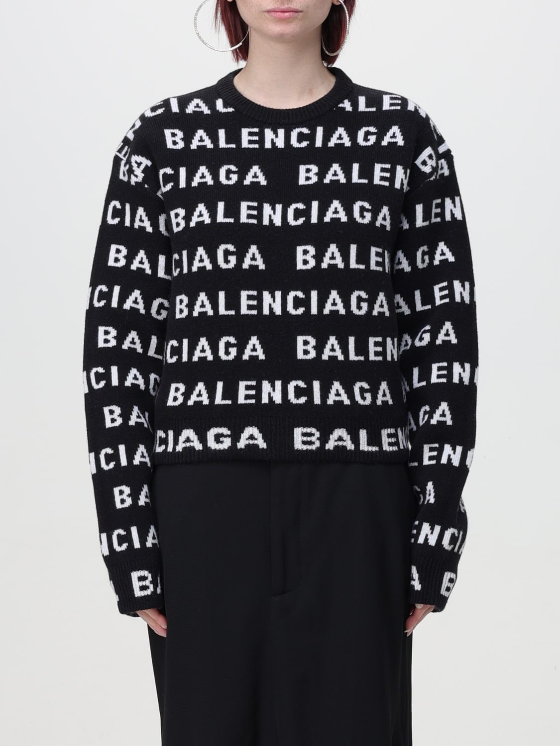 Balenciaga sweater in wool blend with all-over logo - 1