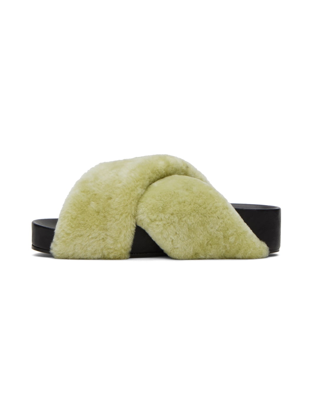 Green Shearling Slides - 3