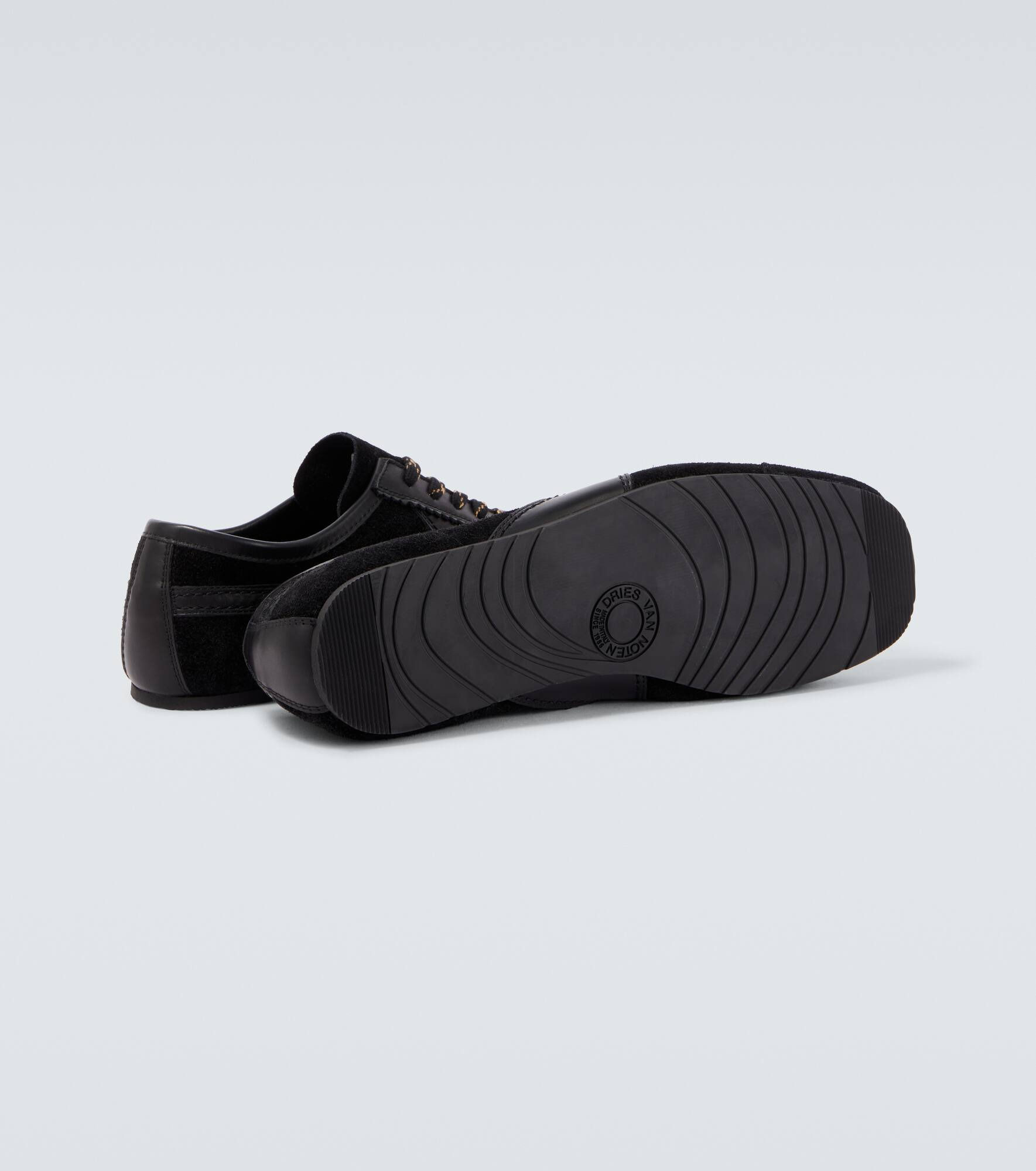 Leather-trimmed suede sneakers - 7