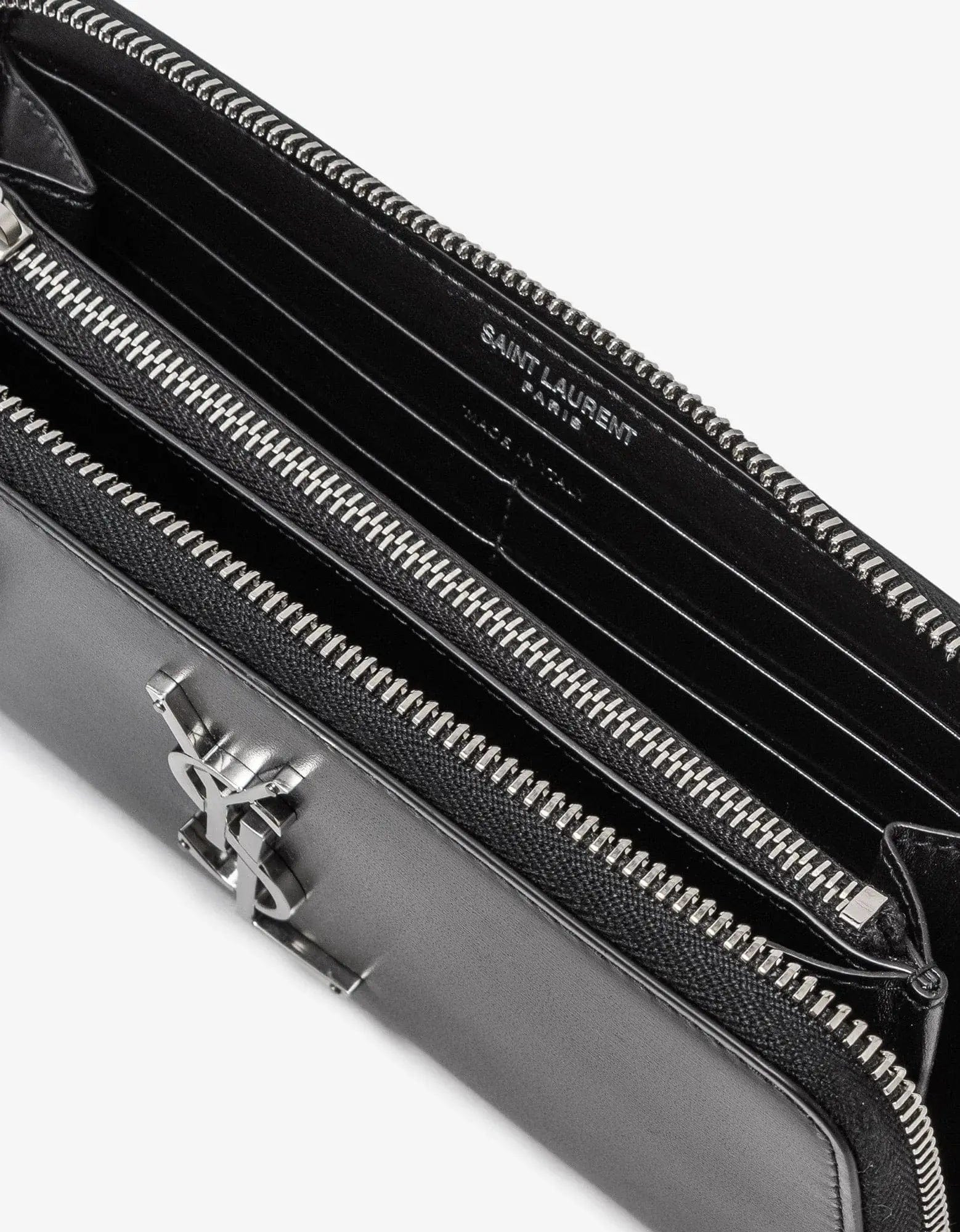 Saint Laurent Black Cassandre Zip Long Wallet - 5