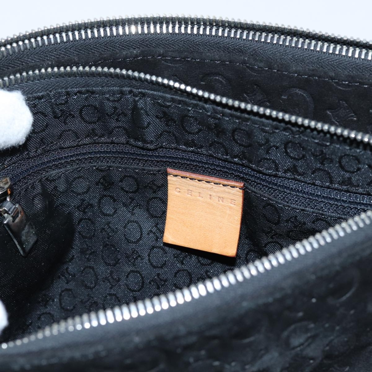 CELINE C Macadam Canvas Shoulder Bag Black - 16