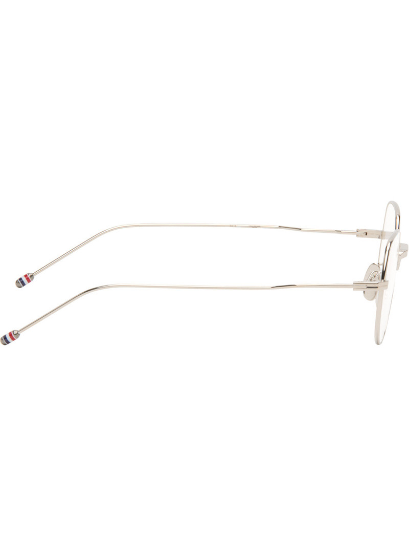 Thom Browne Silver Titanium Round Glasses outlook