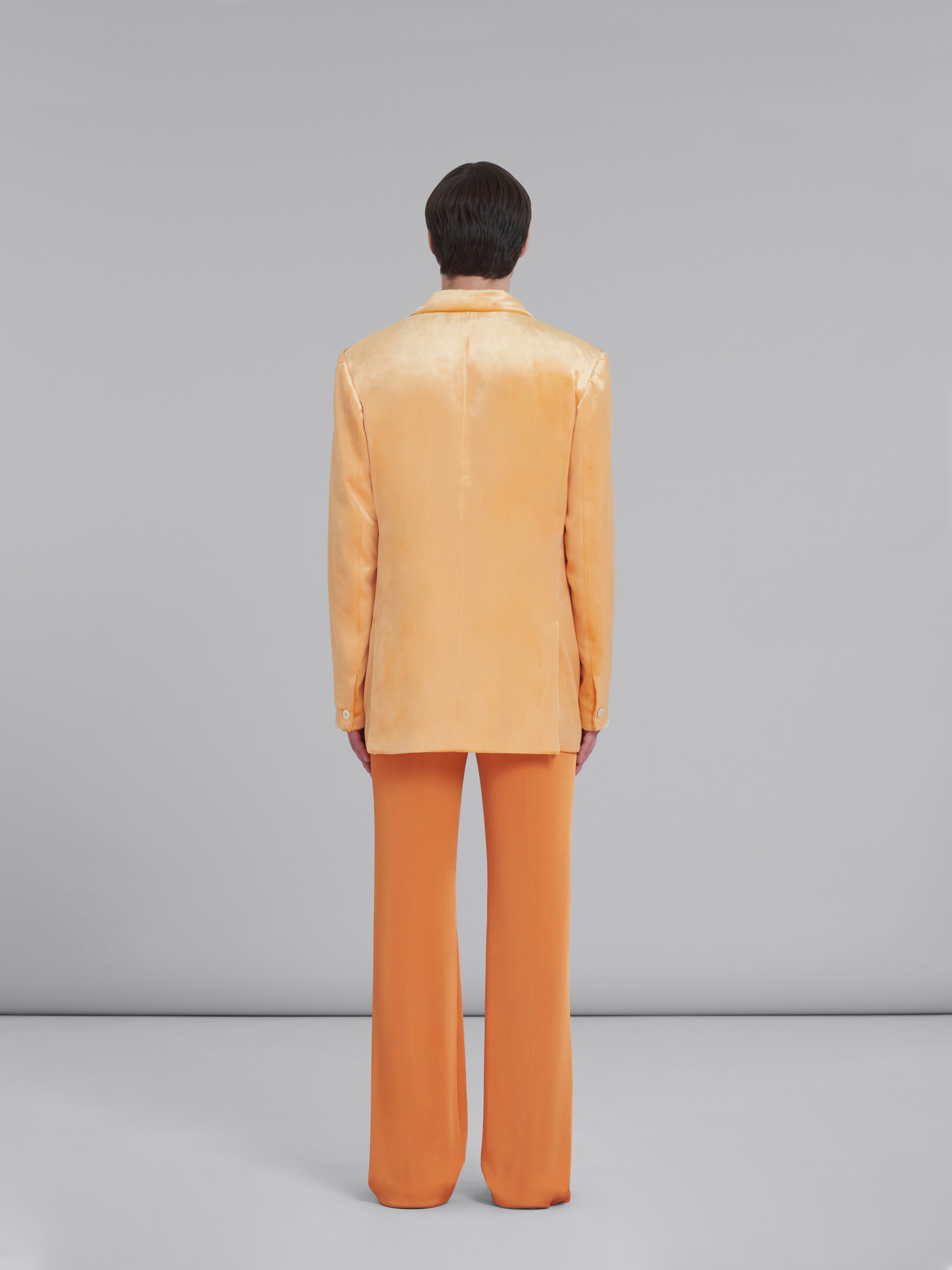 ORANGE SINGLE-BREASTED VELVET BLAZER - 3