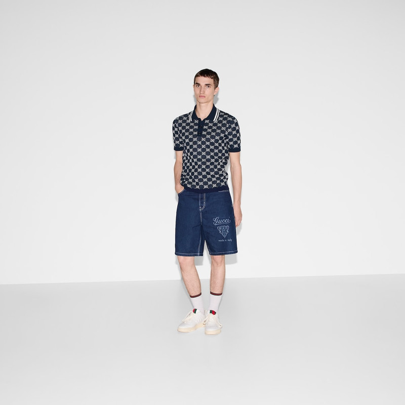 GUCCI GG cotton knit jacquard polo shirt outlook