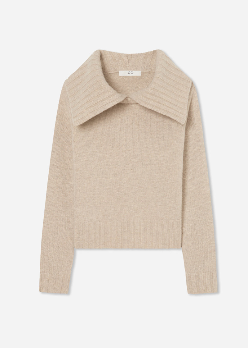 Ribbed Collared Sweater in Cashmere 1