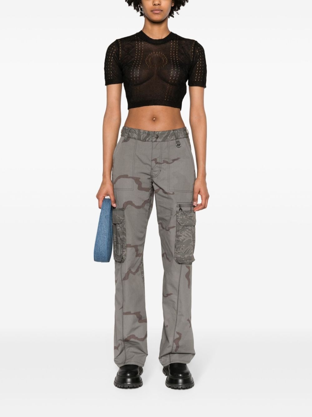 Regenerated wide-leg cargo trousers - 2