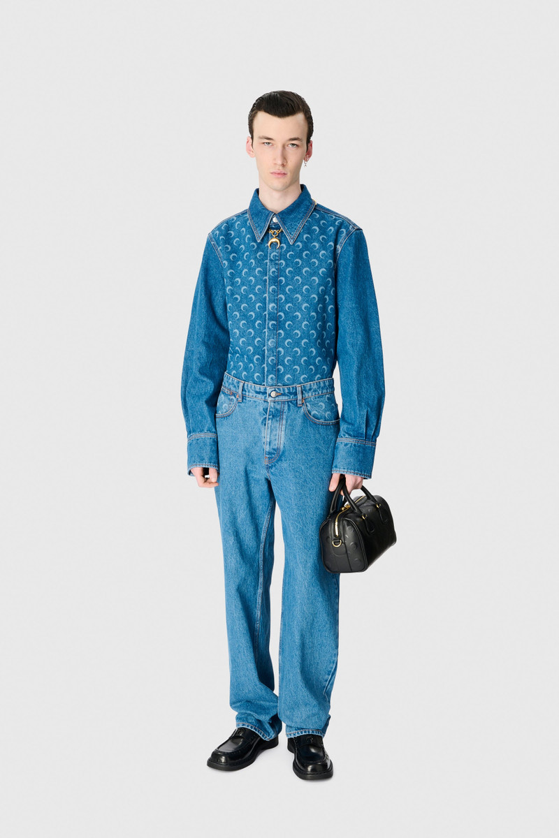 Marine Serre Moon Laser Blue Wash Denim LS Shirt outlook