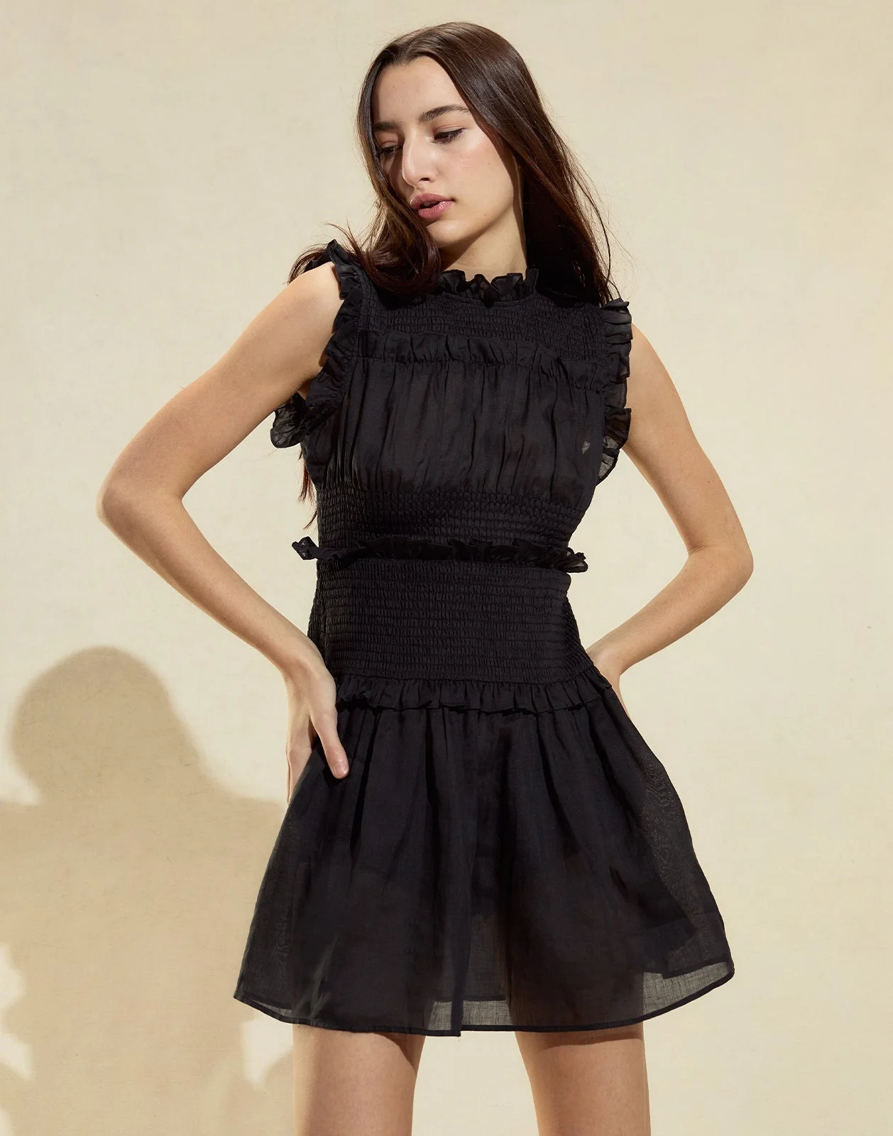 Noir Ramie Mini Dress - 1