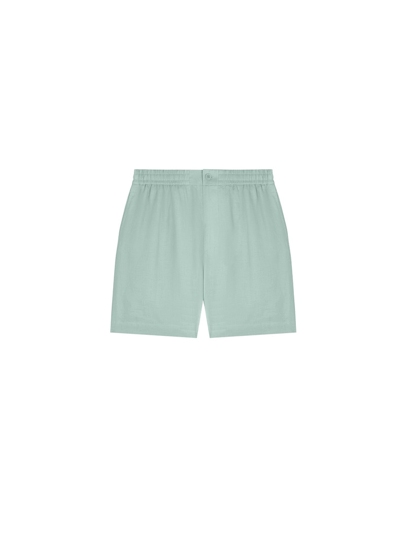 Womens DNA Aloe Linen Mid Length Shorts - Eucalyptus Blue 1
