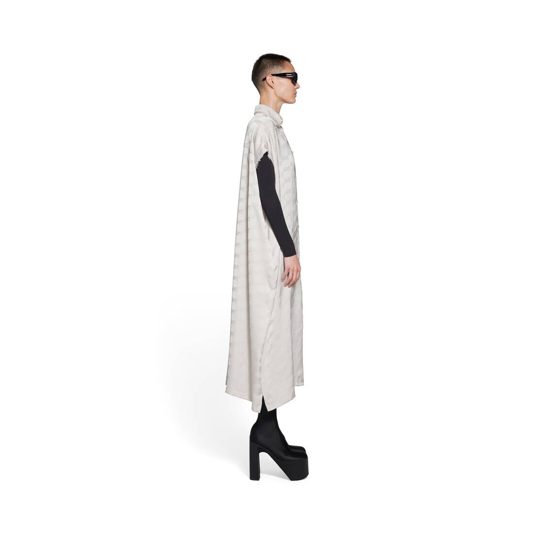 Women's Bb Monogram Rawcut Dress in Light Grey - 3